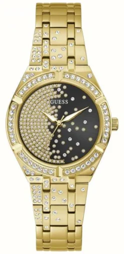 Guess AFTERGLOW Women's Black Crystal Set Dial Gold Stainless Steel Bracelet Watch