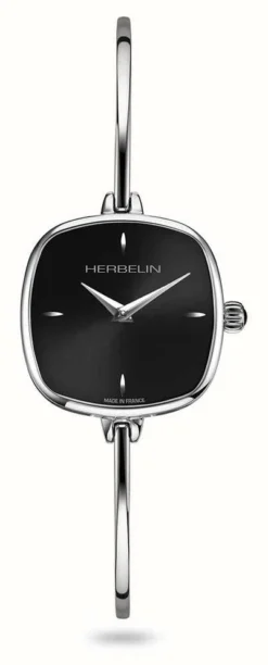 Herbelin FIL Women's Square Black Dial Stainless Steel Bracelet