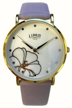 Limit Flower Detail White Dial / Purple Leather