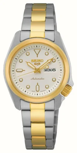 Seiko 5 Sport | Compact 28mm | White Dial | Two Tone Watch