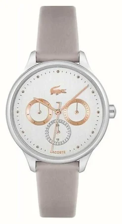 Lacoste Women's Birdie | White Dial | Grey Leather Strap