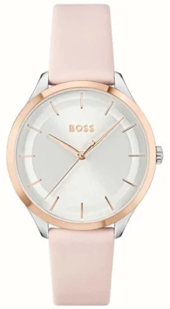 BOSS Women's Pura | Silver Dial | Pink Leather Strap
