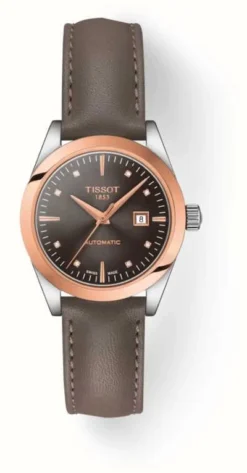 Tissot T-My Lady Automatic 18K Gold Brown Leather Strap