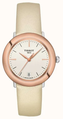 Tissot Glendora 18K Gold Cream Leather Strap