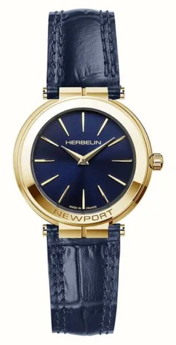 Herbelin Newport Slim (32mm) Blue Dial / Blue Leather Strap