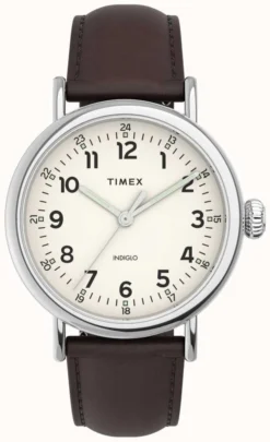 Timex Standard Cream Dial Brown Leather Strap
