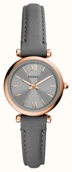 Fossil Women's Carlie Mini | Grey Dial | Grey Leather Strap