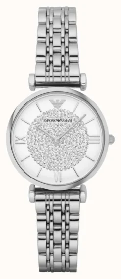 Emporio Armani Women's | White Crystal Set Dial | Stainless Steel Bracelet