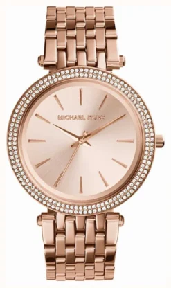 Michael Kors Women's Darci Watch Rose Gold Tone Crystal Set Bezel