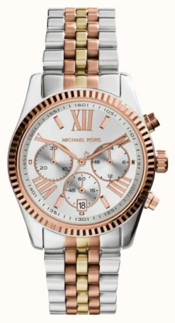 Michael Kors Lexington Three-Tone Chronograph Watch
