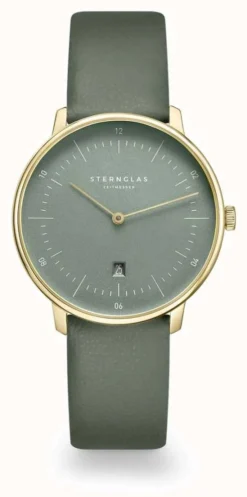 STERNGLAS Women's Naos XS | Edition Flora | Green Dial | Green Leather Strap
