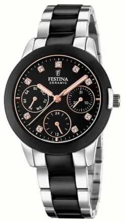 Festina Women's Black Ceramic Stainless Steel Bracelet