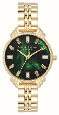 Olivia Burton Women's | Gold Tone Bracelet | Green Dial