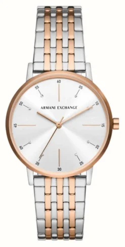 Armani Exchange Silver Crystal Set Dial | Two-Tone Stainless Steel Bracelet