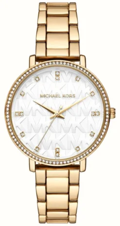 Michael Kors Women's | Pyper | White Stone Set Dial | Gold PVD Steel Bracelet