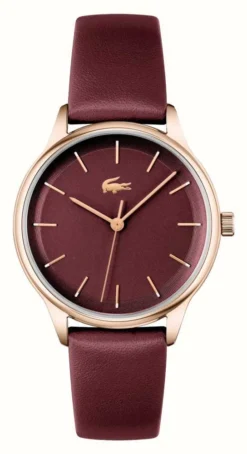 Lacoste Women's Club | Burgundy Dial | Burgundy Leather Strap