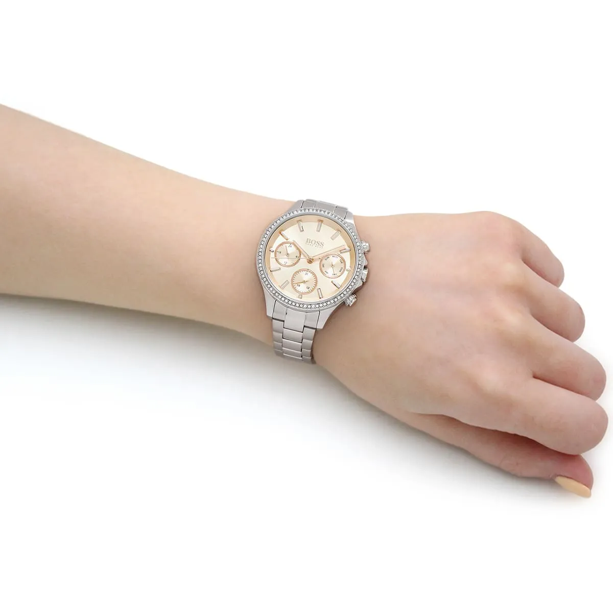 Radleys Hub 28 Radleys Hub -Radleys Hub 1502565 hugo boss watch women crystals rose gold dial metal stainless silver strap quartz battery analog three hand hera 10